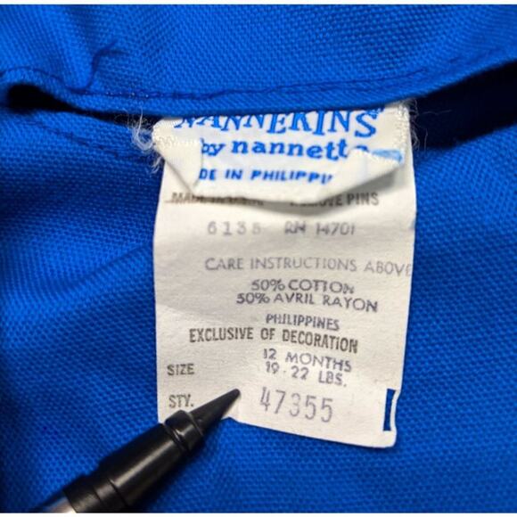 Vintage Nannekins Blue Flare Overalls Sz 6-9m - Picture 3 of 3